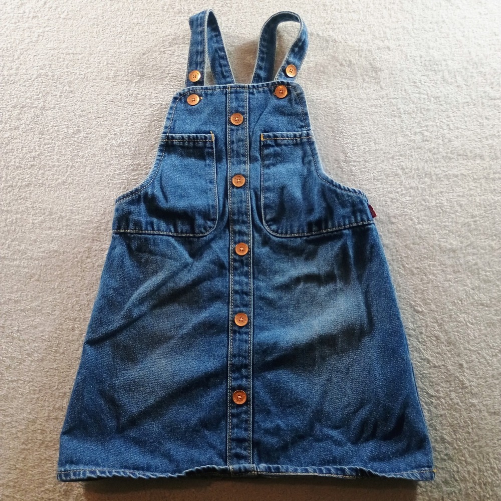 Levi's‎ Girls Denim Jumper Dress Blue 4T Button Front Pockets